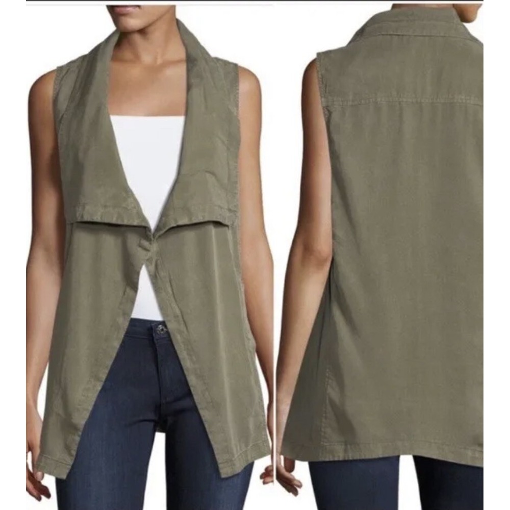 Splendid Sz XS Wilder Draped Front‎ Sleeveless Vest In olive Green SI41